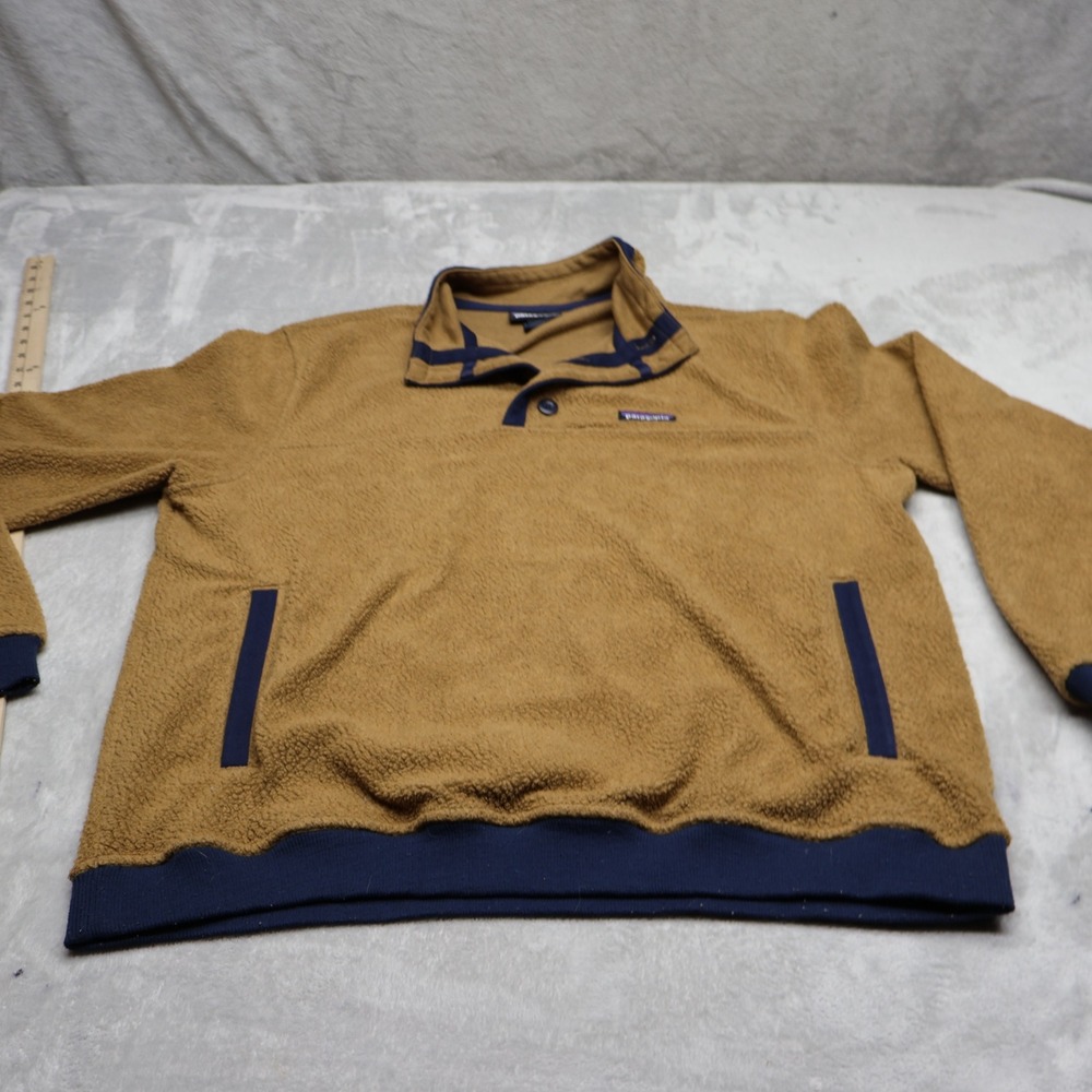 Patagonia Sweater Men Large Brown Fleece Shearling Pullover Layering Winter